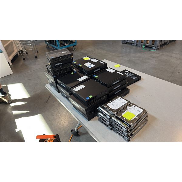 LOT OF ASSORTED LENOVO THINKCENTRE ~30 TINY MINI PCS AND 6 WIPED HARD DRIVES
