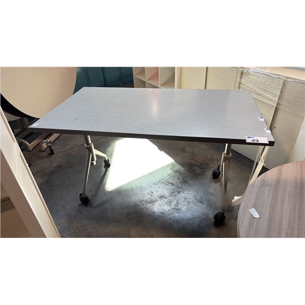 GREY MOBILE TRAINING TABLE W/ FLIP TOP MECHANISM W30" X D54" X H30"
