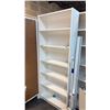 Image 1 : WHITE WOOD COMPOSITE ADJUSTABLE SHELVES STORAGE UNIT DISPLAY LIBRARY 32X11X80 INCHES