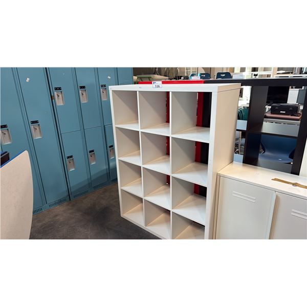 WHITE 12 CUBBY OPEN GRID ROOM DIVIDER HORIZONTAL SIDEBOARD BOOKCASE 44X58 INCHES