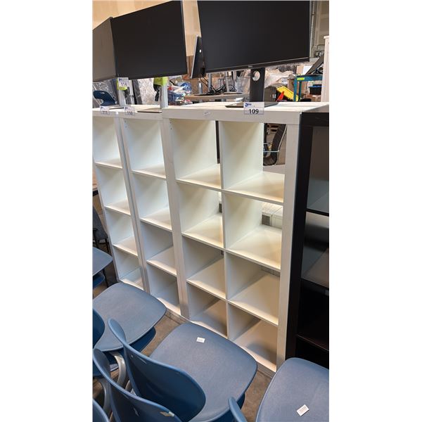 WHITE 8 CUBBY OPEN GRID ROOM DIVIDER STORAGE SIDEBOARD 30X15X58 INCHES