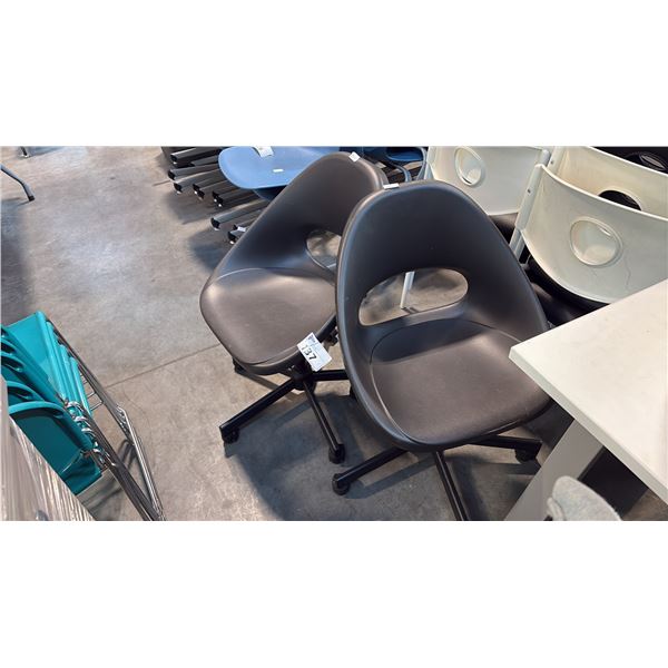 PAIR OF GREY/BLACK SWIVEL HEIGHT ADJUSTABLE CHAIRS