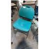 Image 1 : HAWORTH 1200-2100 SERIES TEAL PLASTIC CHROME SLED BASE STACKING CHAIR STACK OF 5
