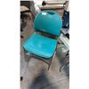 Image 1 : HAWORTH 1200-2100 SERIES TEAL PLASTIC CHROME SLED BASE STACKING CHAIR STACK OF 5
