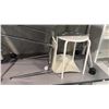 Image 2 : WHITE/CHROME MULTI-PURPOSE STACKING CHAIRS 4PCS AND A WHITE STOOL