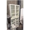 Image 1 : WHITE BOOKCASE WITH GLASS DOORS AND ADJUSTABLE INTERIOR SHELVING 31.5" X 11. SECONDARY BOOKCASE