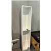 Image 3 : WHITE BOOKCASE WITH GLASS DOORS AND ADJUSTABLE INTERIOR SHELVING 31.5" X 11. SECONDARY BOOKCASE