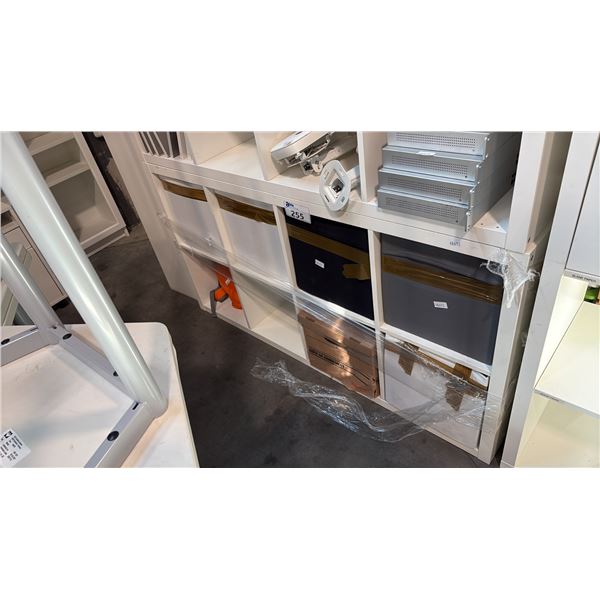 WHITE 8 CUBBY OPEN GRID ROOM DIVIDER STORAGE SIDEBOARD 30X15X58 INCHES