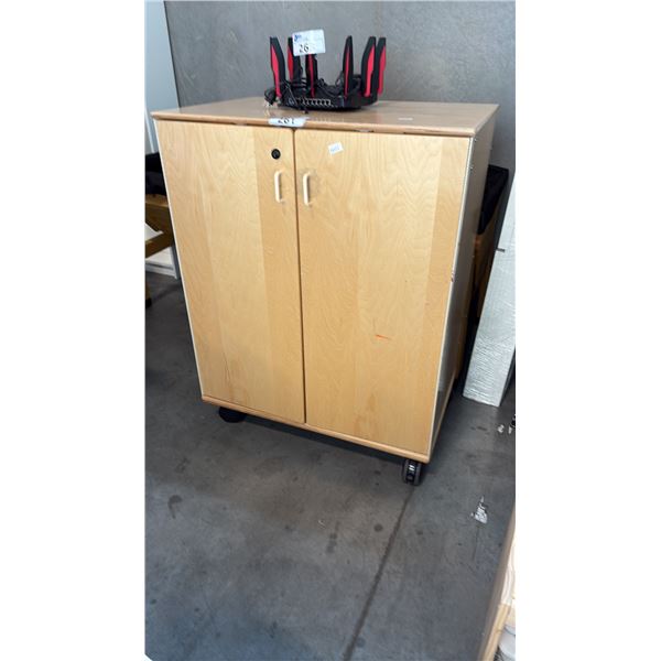 3-TIER MOBILE WOODEN DOUBLE CABINET WITH 2 DRAWERS