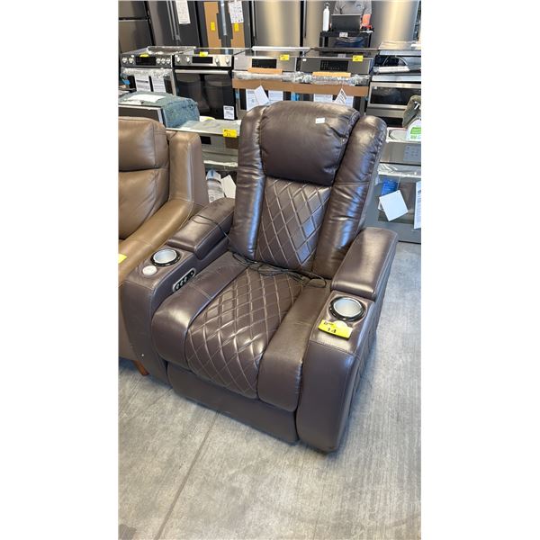 VALENCIA THEATER SEATING TUSCANY, DARK BROWN POWER RECLINER WITH 2 CUPHOLDERS, HIDDEN STORAGE
