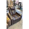 Image 2 : VALENCIA THEATER SEATING TUSCANY, DARK BROWN POWER RECLINER WITH 2 CUPHOLDERS, HIDDEN STORAGE