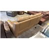 Image 2 : CONTEMPORARY THREE-SEATER POWER RECLINING LEATHER COUCH, LIGHT OLIVE-BROWN