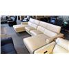 Image 2 : MODERN SECTIONAL OFF-WHITE LEATHER SOFA WITH CHAISE ON BOTH SIDES, ADJUSTABLE HEADREST