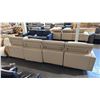 Image 3 : MODERN SECTIONAL OFF-WHITE LEATHER SOFA WITH CHAISE ON BOTH SIDES, ADJUSTABLE HEADREST