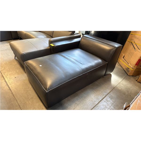 MODERN BLACK LEATHER SINGLE ARM CHAISE LOUNGE SOFA
