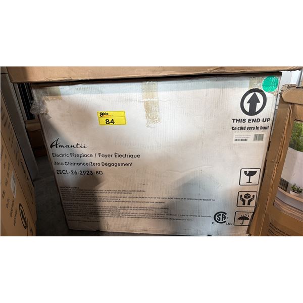 AMANTII ZECL-26-2923-BG ZERO CLEARANCE ELECTRIC FIREPLACE, APPROX DIMENSIONS 29.25"W  23"H X9.5"D