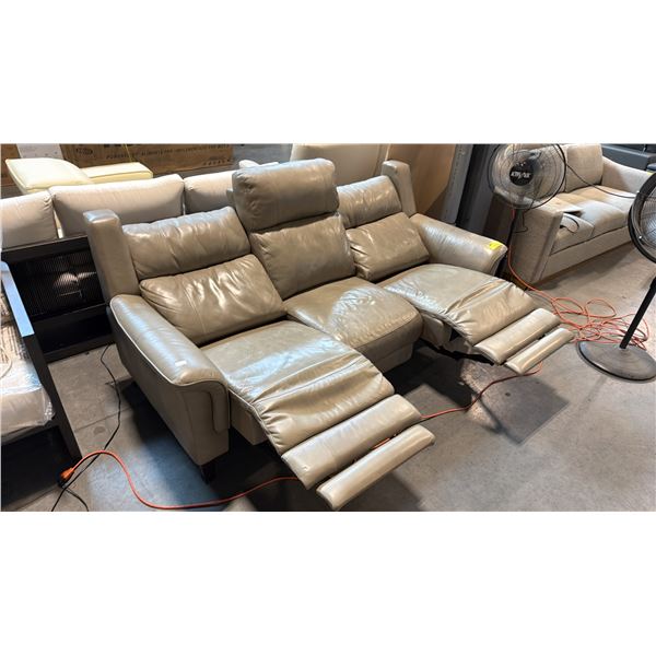 GREY/BEIGE DUAL POWER RECLINING SOFA, NO POWER CORD
