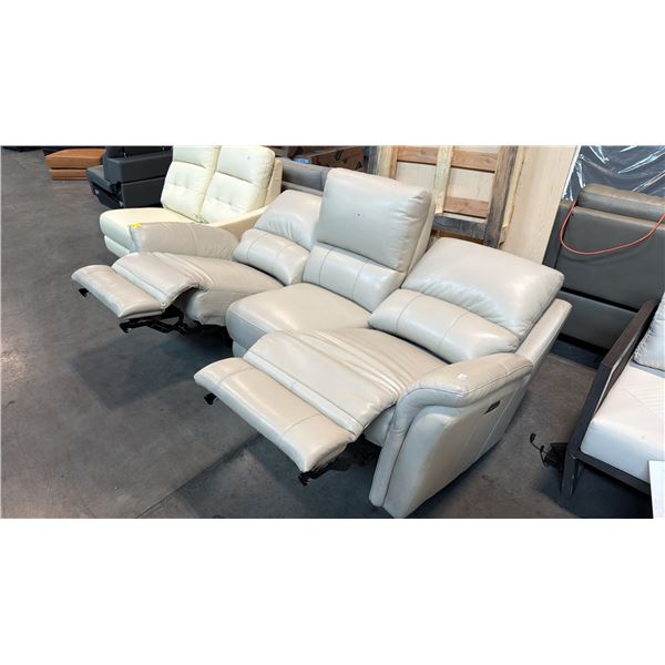 CONTEMPORARY LIGHT GRAY LEATHER MATERIAL RECLINING SOFA