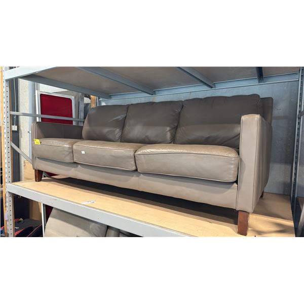 CONTEMPORARY THREE-SEATER GREY LEATHER SOFA