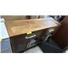 Image 1 : SAMSON INTERNATIONAL LIGHT OAK STORAGE SIDEBOARD, 2 DEEP DRAWERS AND 4 GLASS PANELED CABINET DOORS