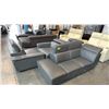 Image 1 : GRAY LEATHER CHAISE STYLE SOFA WITH ADJUSTABLE HEADREST AND 4 ADDITIONAL FURNITURE COMPONENTS*