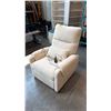 Image 1 : OFF-WHITE WOVEN FABRIC POWER RECLINER WITH MASSAGE FUNCTION WITH MATCHING PILLOW, WEAR AND TEAR
