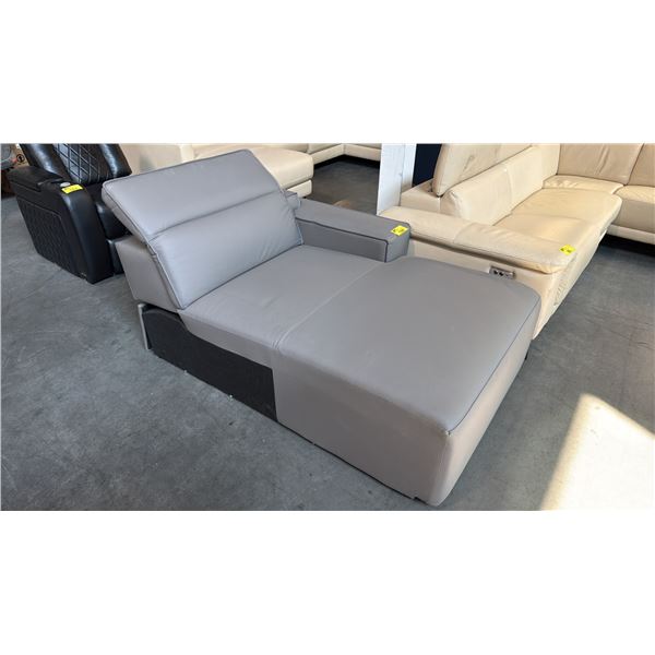 LIGHT GREY LEFT HAND CHAISE WITH ADJUSTABLE HEADREST