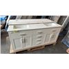 Image 1 : MODERN VENEER WHITE DOUBLE-SINK BATHROOM VANITY UNIT WITH COUNTERTOP
