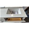 Image 3 : MODERN VENEER WHITE DOUBLE-SINK BATHROOM VANITY UNIT WITH COUNTERTOP