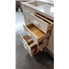 Image 4 : MODERN VENEER WHITE DOUBLE-SINK BATHROOM VANITY UNIT WITH COUNTERTOP