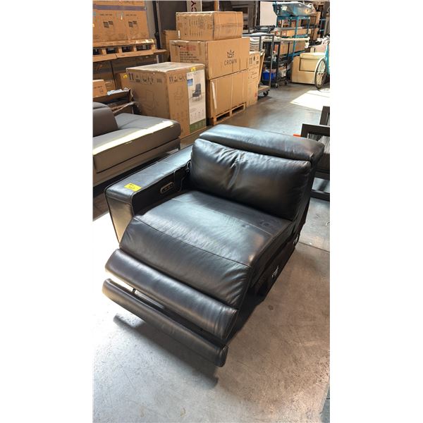 INCOMPLETE BLACK LEATHER POWER RECLINER SINGLE ARM ARMCHAIR