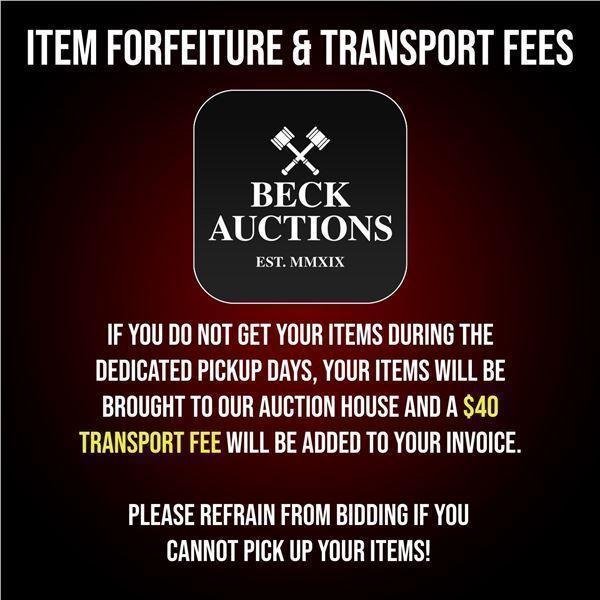 Item Forfeiture & Transport, Shipping, Delivery Fees & Conditions