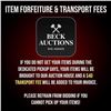 Image 1 : Item Forfeiture & Transport, Shipping, Delivery Fees & Conditions
