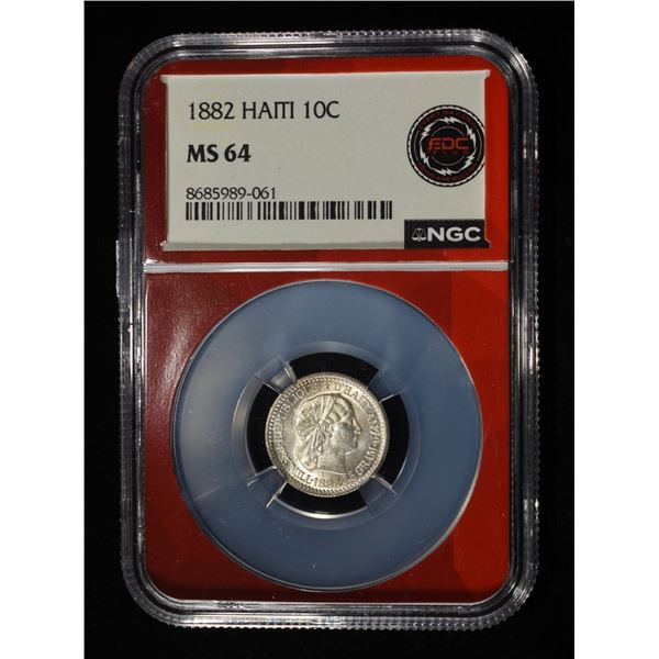 1882 HAITI 10C NGC MS-64
