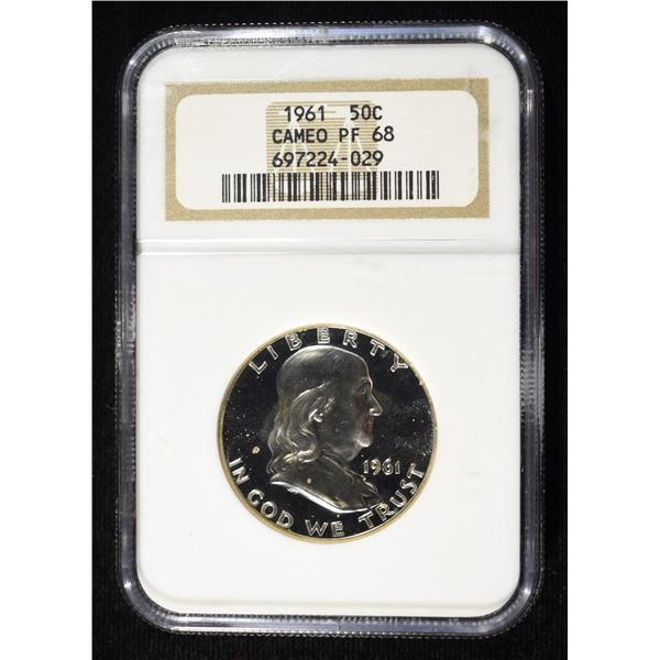 1961 FRANKLIN HALF DOLLAR NGC PF-68 CAMEO