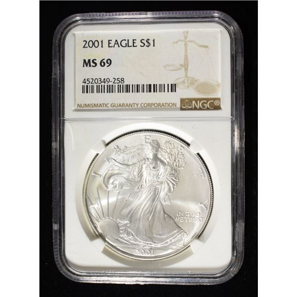 2001 AMERICAN SILVER EAGLE NGC MS69
