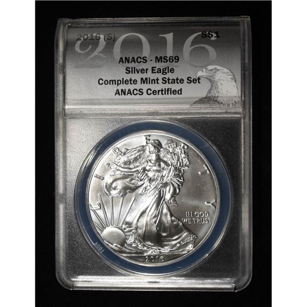 2016 (S) AMERICAN SILVER EAGLE ANACS MS69