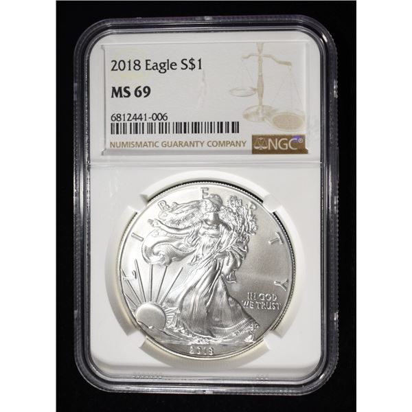 2018 AMERICAN SILVER EAGLE NGC MS69
