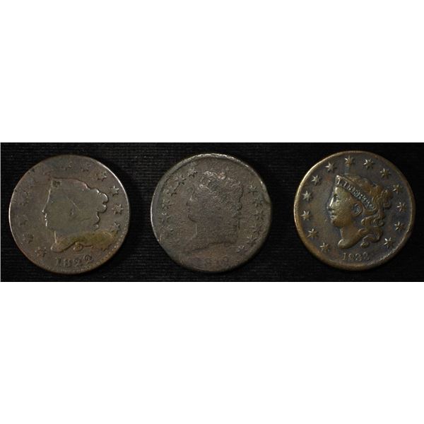 1819, 1822, 1833 LARGE CENTS
