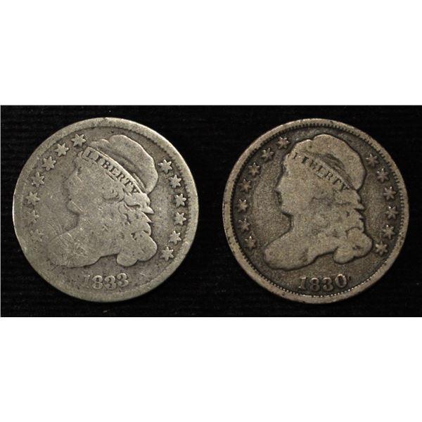1830 & 1833 BUST DIMES GOOD