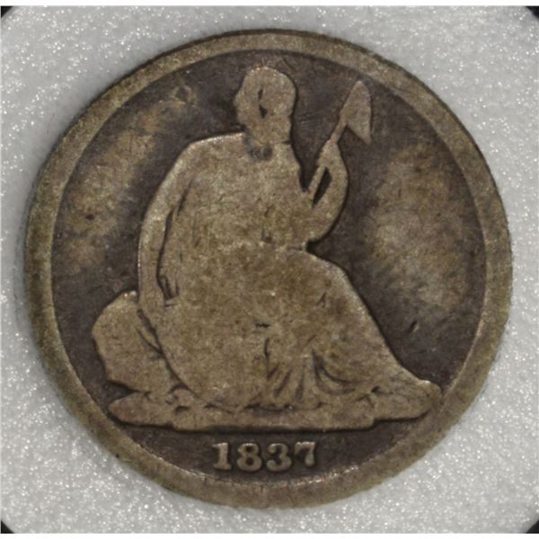 1837 NO STARS SEATED DIME AG