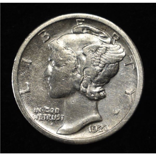 1923-S MERCURY DIME CH AU/BU