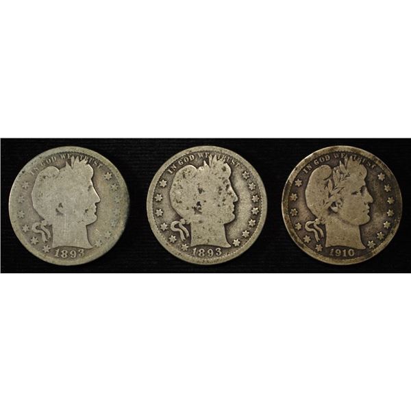 (2) 1893-S, 1910-D BARBER QUARTERS