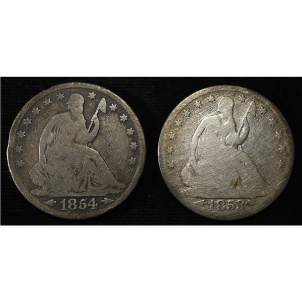 1853 & 1854 SEATED LIBERTY HALF DOLLARS