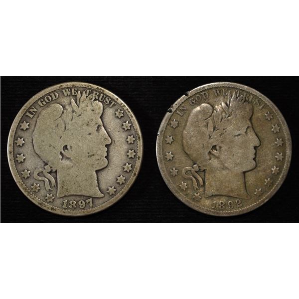1892 & 1897 BARBER HALF DOLLARS
