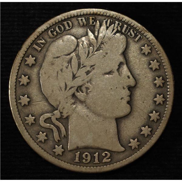 1912-S BARBER HALF DOLLAR FINE