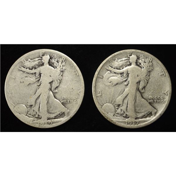 1917-S & 1919-S WALKING LIBERTY HALF DOLLARS