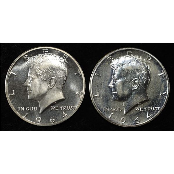 (2) 90% SILVER 1964 KENNEDY HALF DOLLARS PROOF BU