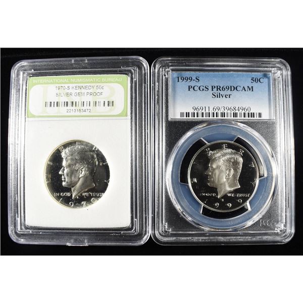 1970-S & 1999-S KENNEDY HALF DOLLARS GRADED