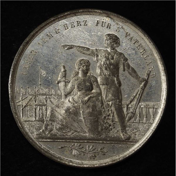 1879 SWISS SHOOTING MEDAL BASEL WHITE METAL